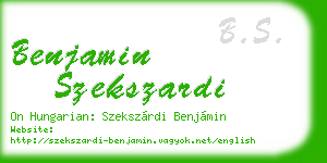 benjamin szekszardi business card